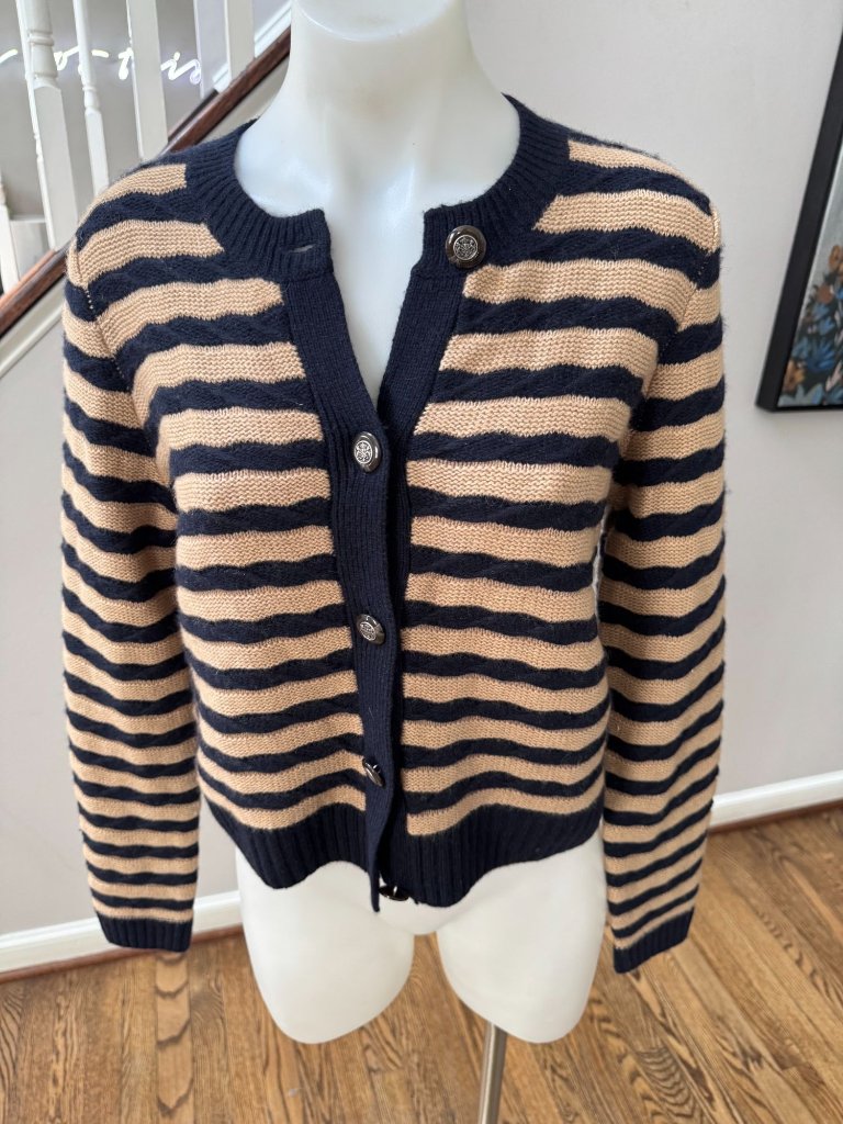 Nwt Autumn Cashmere Horizontal Stitch Wool Cashmere Cardigan Camel Small